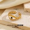 Women's Stainless Steel Open Ring With Geometric Line Design And Oil Drip Electroplated Finish Non Fading Fashion Jewelry