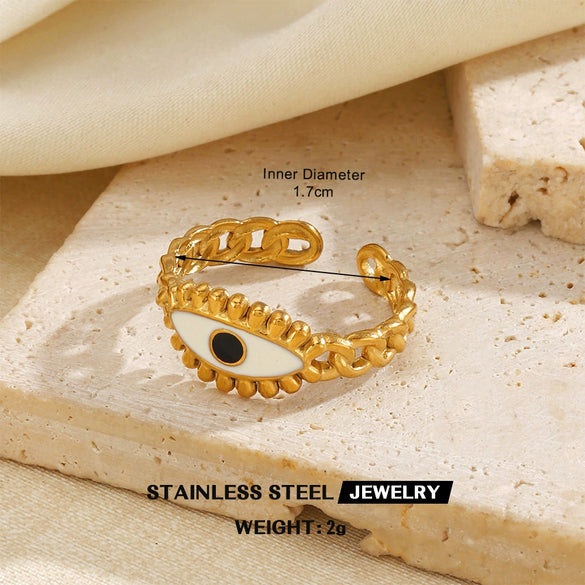 Women's Stainless Steel Open Ring With Geometric Line Design And Oil Drip Electroplated Finish Non Fading Fashion Jewelry