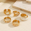 Women's Stainless Steel Open Ring With Geometric Line Design And Oil Drip Electroplated Finish Non Fading Fashion Jewelry