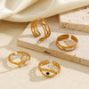 Women's Stainless Steel Open Ring With Geometric Line Design And Oil Drip Electroplated Finish Non Fading Fashion Jewelry