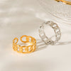 Women's Stainless Steel Open Ring With Geometric Pattern And Electroplating Retro And Hollow Design