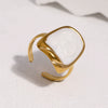 Women's Stainless Steel Open Ring With Geometric Retro Design Oil Drip Gold Electroplated Finish And Fade Resistant High End Style