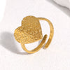 Women's Stainless Steel Open Ring With Hammered Heart Shape Electroplated Sweet And Cool Minimalist Style