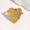 Women's Stainless Steel Open Ring With Hammered Heart Shape Electroplated Sweet And Cool Minimalist Style