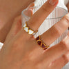 Women’s Stainless Steel Open Ring With Heart Shape Oil Drip Design And Electroplated Non Fading Geometric Style