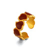 Women’s Stainless Steel Open Ring With Heart Shape Oil Drip Design And Electroplated Non Fading Geometric Style