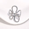 Women's Stainless Steel Open Ring With Hollow Flower Design Sweet Minimalist Style Electroplated Non Fading Accessory