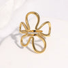 Women's Stainless Steel Open Ring With Hollow Flower Design Sweet Minimalist Style Electroplated Non Fading Accessory