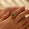 Women's Stainless Steel Open Ring With Natural Stone Geometric Style Electroplated