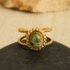Women's Stainless Steel Open Ring With Natural Stone Geometric Style Electroplated