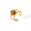 Women's Stainless Steel Open Ring With Natural Stone Geometric Style Electroplated