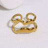 Women's Stainless Steel Open Ring With Simple Geometric Double Layer Irregular Design And Electroplated Finish
