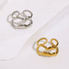 Women's Stainless Steel Open Ring With Simple Geometric Double Layer Irregular Design And Electroplated Finish