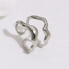 Women's Stainless Steel Open Ring With Simple Geometric Double Layer Irregular Design And Electroplated Finish