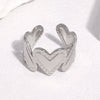 Women's Stainless Steel Open Ring With Snake Pattern Heart Shape Simple Versatile Electroplated Non Fading Jewelry