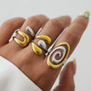 Women's Stainless Steel Open Rings With Geometric Shape And Vacuum Furnace Electroplating In Ins Style