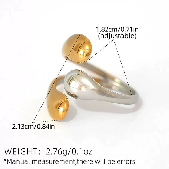 Women's Stainless Steel Open Rings With Geometric Shape And Vacuum Furnace Electroplating In Ins Style