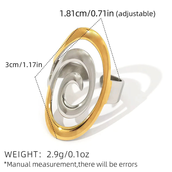 Women's Stainless Steel Open Rings With Geometric Shape And Vacuum Furnace Electroplating In Ins Style