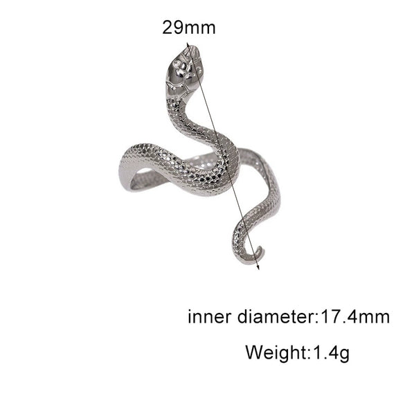 Women's Stainless Steel Open Snake Ring With Gold Electroplated Finish Simple Animal Style Jewelry
