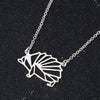 Women's Stainless Steel Origami Hedgehog Necklace With Geometric Openwork Pendant And Electroplated Ochain