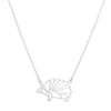 Women's Stainless Steel Origami Hedgehog Necklace With Geometric Openwork Pendant And Electroplated Ochain
