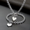 Women's Stainless Steel Oshaped Chain Heartshaped Accessories Necklace Bracelet Set With Polishing