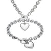 Women's Stainless Steel Oshaped Chain Heartshaped Accessories Necklace Bracelet Set With Polishing