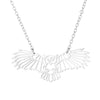 Women's Stainless Steel Owl Pendant Necklace With Hollow Geometric Origami Design And Electroplated O Chain