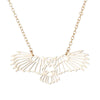 Women's Stainless Steel Owl Pendant Necklace With Hollow Geometric Origami Design And Electroplated O Chain