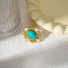 Women's Stainless Steel Pearl Blue Turquoise Open Ring Jewelry With Personality Style And Electroplating Process