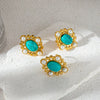 Women's Stainless Steel Pearl Blue Turquoise Open Ring Jewelry With Personality Style And Electroplating Process