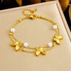 Women's Stainless Steel Pearl Bow Goldplated Butterfly Jewelry Bracelet