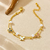 Women's Stainless Steel Pearl Bow Goldplated Butterfly Jewelry Bracelet