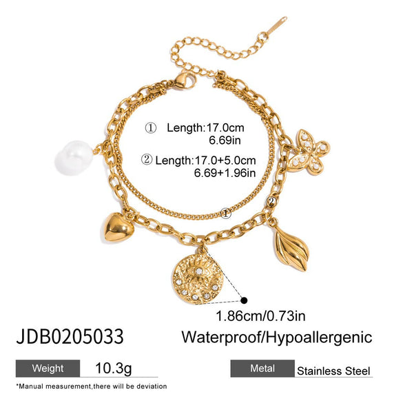 Women's Stainless Steel Pearl Butterfly Dropshaped Necklace With Geometric Pattern And Electroplating Design