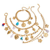 Women's Stainless Steel Pearl Butterfly Dropshaped Necklace With Geometric Pattern And Electroplating Design