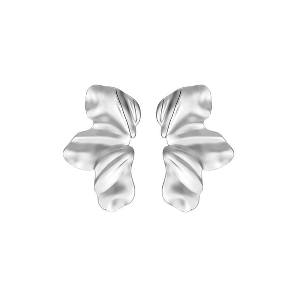 Women's Stainless Steel Pearl Floral Geometric Irregular Earrings With Electroplated Finish Stylish Versatile Western Style Jewelry