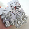 Women's Stainless Steel Pearl Floral Geometric Irregular Earrings With Electroplated Finish Stylish Versatile Western Style Jewelry