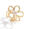Women's Stainless Steel Pearl Geometric Ring Jewelry With Electroplating And Minimalist Design