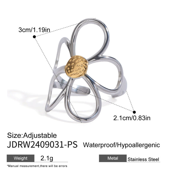 Women's Stainless Steel Pearl Geometric Ring With Electroplating And Minimalist Design