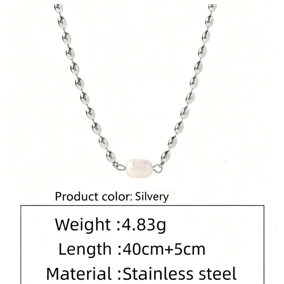 Women's Stainless Steel Pearl Jewelry Set With Necklace Earrings And Bracelet Minimalist Electroplated Celestial Sun Moon Star Cloud Design