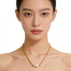Women's Stainless Steel Pearl Jewelry Set With Necklace Earrings And Bracelet Minimalist Electroplated Celestial Sun Moon Star Cloud Design