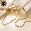 Women's Stainless Steel Pearl Jewelry Set With Necklace Earrings And Bracelet Minimalist Electroplated Celestial Sun Moon Star Cloud Design
