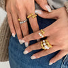 Women's Stainless Steel Pearl Ring And Earrings With Love Water Drops Bell Pattern Electroplating Light Luxury Jewelry