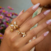 Women's Stainless Steel Pearl Ring With Bow And Butterfly Design Electroplated