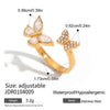 Women's Stainless Steel Pearl Ring With Bow And Butterfly Design Electroplated