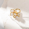 Women's Stainless Steel Pearl Stacking Personality Ring With Electroplating Design
