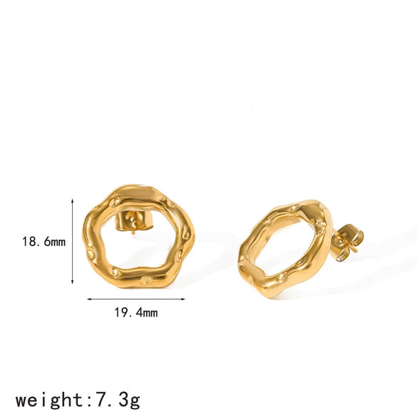 Women's Stainless Steel Pearl Stud And Irregular Hoop Earrings With Pvd Real Gold Plating Geometric Versatile Light Luxury Style