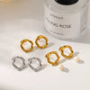 Women's Stainless Steel Pearl Stud And Irregular Hoop Earrings With Pvd Real Gold Plating Geometric Versatile Light Luxury Style
