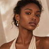 Women's Stainless Steel Pearl Stud And Irregular Hoop Earrings With Pvd Real Gold Plating Geometric Versatile Light Luxury Style