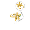Women's Stainless Steel Pearl Zircon Geometric Exaggerated Open Flower Ring Electroplated